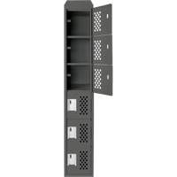 Assembled Lockerettes Clean Line Perforated Economy Lockers, 6 -tier, 18" x 72" x 12", Steel Cam Industrial