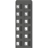 Assembled Lockerettes Clean Line Perforated Economy Lockers, 6 -tier, Bank of 2, 18" x 72" x 12", Steel Cam Industrial