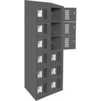 Assembled Lockerettes Clean Line Perforated Economy Lockers, 6 -tier, Bank of 2, 18" x 72" x 12", Steel Cam Industrial