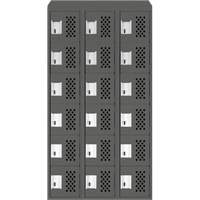 Assembled Lockerettes Clean Line Perforated Economy Lockers, 6 -tier, Bank of 3, 18" x 72" x 12", Steel Cam Industrial