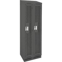 Clean Line Lockers, Bank of 2, 24" x 18" x 82", Steel, Charcoal, Rivet (Assembled), Perforated Cam Industrial
