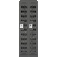 Clean Line Lockers, Bank of 2, 24" x 18" x 82", Steel, Charcoal, Rivet (Assembled), Perforated Cam Industrial