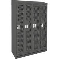 Clean Line Lockers, Bank of 4, 48" x 18" x 82", Steel, Charcoal, Rivet (Assembled), Perforated Cam Industrial