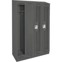 Clean Line Lockers, Bank of 4, 48" x 18" x 82", Steel, Charcoal, Rivet (Assembled), Perforated Cam Industrial