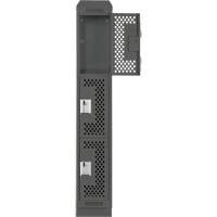 Clean Line Lockers, 3 -tier, 12" x 18" x 82", Steel, Charcoal, Rivet (Assembled), Perforated Cam Industrial