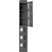 Assembled Lockerettes Clean Line Perforated Economy Lockers, 6 -tier, 18" x 72" x 12", Steel Cam Industrial