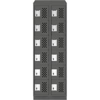 Assembled Lockerettes Clean Line Perforated Economy Lockers, 6 -tier, Bank of 2, 18" x 72" x 12", Steel Cam Industrial