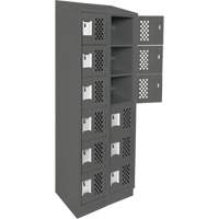 Assembled Lockerettes Clean Line Perforated Economy Lockers, 6 -tier, Bank of 2, 18" x 72" x 12", Steel Cam Industrial