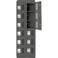 Assembled Lockerettes Clean Line Perforated Economy Lockers, 6 -tier, Bank of 2, 18" x 72" x 12", Steel Cam Industrial