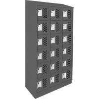 Assembled Lockerettes Clean Line Perforated Economy Lockers, 6 -tier, Bank of 3, 18" x 72" x 12", Steel Cam Industrial