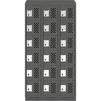 Assembled Lockerettes Clean Line Perforated Economy Lockers, 6 -tier, Bank of 3, 18" x 72" x 12", Steel Cam Industrial