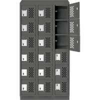 Assembled Lockerettes Clean Line Perforated Economy Lockers, 6 -tier, Bank of 3, 18" x 72" x 12", Steel Cam Industrial