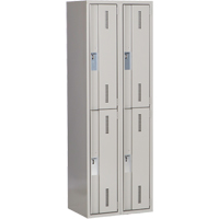 Concorde Heavy-Duty Lockers, 2 -tier, Bank of 2, 24" x 18" x 72", Steel, Grey, Welded (Assembled) Cam Industrial