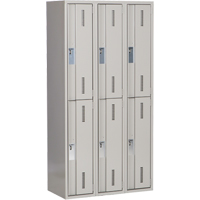 Concorde Heavy-Duty Lockers, 2 -tier, Bank of 3, 36" x 18" x 72", Steel, Grey, Welded (Assembled) Cam Industrial