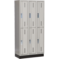 Concorde Heavy-Duty Lockers, 2 -tier, Bank of 3, 36" x 18" x 76", Steel, Grey, Welded (Assembled) Cam Industrial