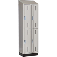 Concorde Heavy-Duty Lockers, 2 -tier, Bank of 2, 24" x 18" x 82", Steel, Grey, Welded (Assembled) Cam Industrial
