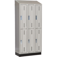 Concorde Heavy-Duty Lockers, 2 -tier, Bank of 3, 36" x 18" x 82", Steel, Grey, Welded (Assembled) Cam Industrial