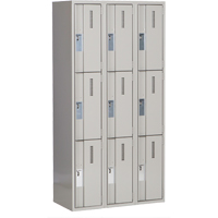 Casiers robustes Concorde, 3 niveaux, Bloc de 3, 36" x 18" x 72", Acier, Gris, Soud&eacute; (assembl&eacute;) Cam Industrial