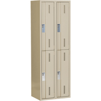 Concorde Heavy-Duty Lockers, 2 -tier, Bank of 2, 24" x 18" x 72", Steel, Beige, Welded (Assembled) Cam Industrial