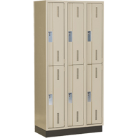 Concorde Heavy-Duty Lockers, 2 -tier, Bank of 3, 36" x 18" x 76", Steel, Beige, Welded (Assembled) Cam Industrial