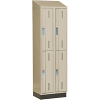 Concorde Heavy-Duty Lockers, 2 -tier, Bank of 2, 24" x 18" x 82", Steel, Beige, Welded (Assembled) Cam Industrial