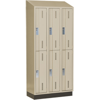 Concorde Heavy-Duty Lockers, 2 -tier, Bank of 3, 36" x 18" x 82", Steel, Beige, Welded (Assembled) Cam Industrial