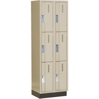 Casiers robustes Concorde, 3 niveaux, Bloc de 2, 24" x 18" x 76", Acier, Beige, Soud&eacute; (assembl&eacute;) Cam Industrial
