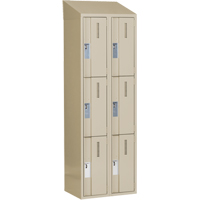 Concorde Heavy-Duty Lockers, 3 -tier, Bank of 2, 24" x 18" x 78", Steel, Beige, Welded (Assembled) Cam Industrial