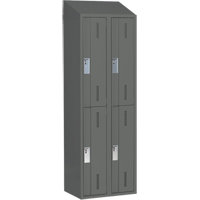 Concorde Heavy-Duty Lockers, 2 -tier, Bank of 2, 24" x 18" x 78", Steel, Charcoal, Welded (Assembled) Cam Industrial
