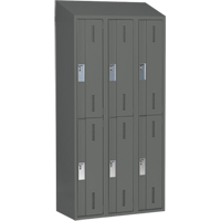 Concorde Heavy-Duty Lockers, 2 -tier, Bank of 3, 36" x 18" x 78", Steel, Charcoal, Welded (Assembled) Cam Industrial