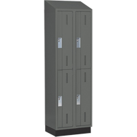 Concorde Heavy-Duty Lockers, 2 -tier, Bank of 2, 24" x 18" x 82", Steel, Charcoal, Welded (Assembled) Cam Industrial