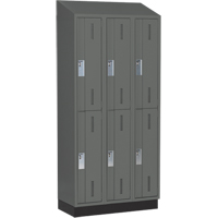Concorde Heavy-Duty Lockers, 2 -tier, Bank of 3, 36" x 18" x 82", Steel, Charcoal, Welded (Assembled) Cam Industrial