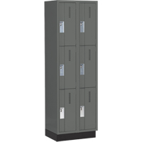 Concorde Heavy-Duty Lockers, 3 -tier, Bank of 2, 24" x 18" x 76", Steel, Charcoal, Welded (Assembled) Cam Industrial