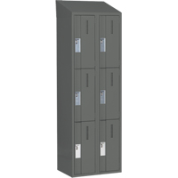 Concorde Heavy-Duty Lockers, 3 -tier, Bank of 2, 24" x 18" x 78", Steel, Charcoal, Welded (Assembled) Cam Industrial