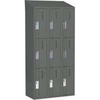Concorde Heavy-Duty Lockers, 3 -tier, Bank of 3, 36" x 18" x 78", Steel, Charcoal, Welded (Assembled) Cam Industrial