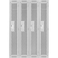 Clean Line Lockers, Bank of 4, 48" x 15" x 72", Steel, Grey, Rivet (Assembled), Perforated Cam Industrial