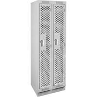 Clean Line Lockers, Bank of 2, 24" x 15" x 76", Steel, Grey, Rivet (Assembled), Perforated Cam Industrial