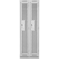 Clean Line Lockers, Bank of 2, 24" x 15" x 76", Steel, Grey, Rivet (Assembled), Perforated Cam Industrial