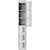 Assembled Lockerettes Clean Line Perforated Economy Lockers, 6 -tier, 18" x 72" x 12", Steel Cam Industrial