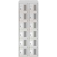 Assembled Lockerettes Clean Line Perforated Economy Lockers, 6 -tier, Bank of 2, 18" x 72" x 12", Steel Cam Industrial