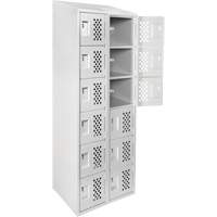 Assembled Lockerettes Clean Line Perforated Economy Lockers, 6 -tier, Bank of 2, 18" x 72" x 12", Steel Cam Industrial