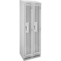 Clean Line Lockers, Bank of 2, 24" x 18" x 82", Steel, Grey, Rivet (Assembled), Perforated Cam Industrial