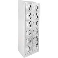 Assembled Lockerettes Clean Line Perforated Economy Lockers, 6 -tier, Bank of 2, 18" x 72" x 12", Steel Cam Industrial