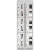 Assembled Lockerettes Clean Line Perforated Economy Lockers, 6 -tier, Bank of 2, 18" x 72" x 12", Steel Cam Industrial