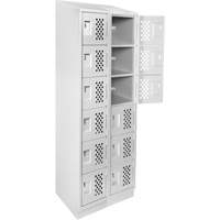 Assembled Lockerettes Clean Line Perforated Economy Lockers, 6 -tier, Bank of 2, 18" x 72" x 12", Steel Cam Industrial