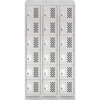 Assembled Lockerettes Clean Line Perforated Economy Lockers, 6 -tier, Bank of 3, 18" x 72" x 12", Steel Cam Industrial