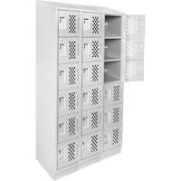 Assembled Lockerettes Clean Line Perforated Economy Lockers, 6 -tier, Bank of 3, 18" x 72" x 12", Steel Cam Industrial
