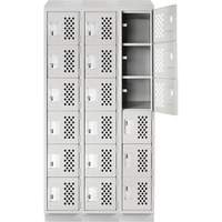 Assembled Lockerettes Clean Line Perforated Economy Lockers, 6 -tier, Bank of 3, 18" x 72" x 12", Steel Cam Industrial