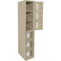 Assembled Lockerettes Clean Line Perforated Economy Lockers, 6 -tier, 18" x 72" x 12", Steel Cam Industrial