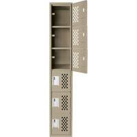 Assembled Lockerettes Clean Line Perforated Economy Lockers, 6 -tier, 18" x 72" x 12", Steel Cam Industrial